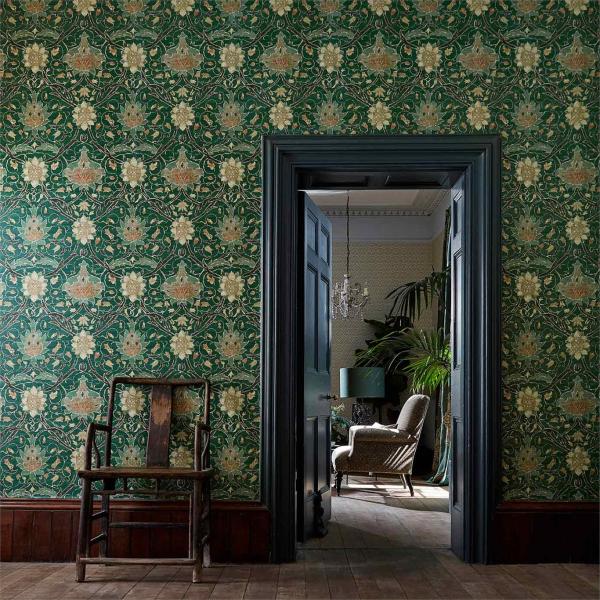 1 Morris Montreal wallpaper botanical green golden hallway style library2