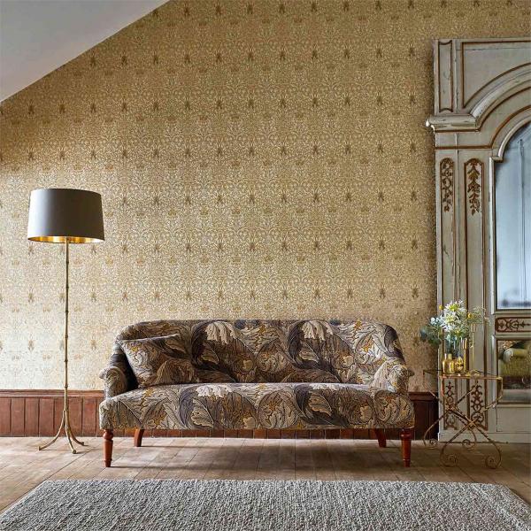 1 Morris Snakeshead wallpaper golden damask style library